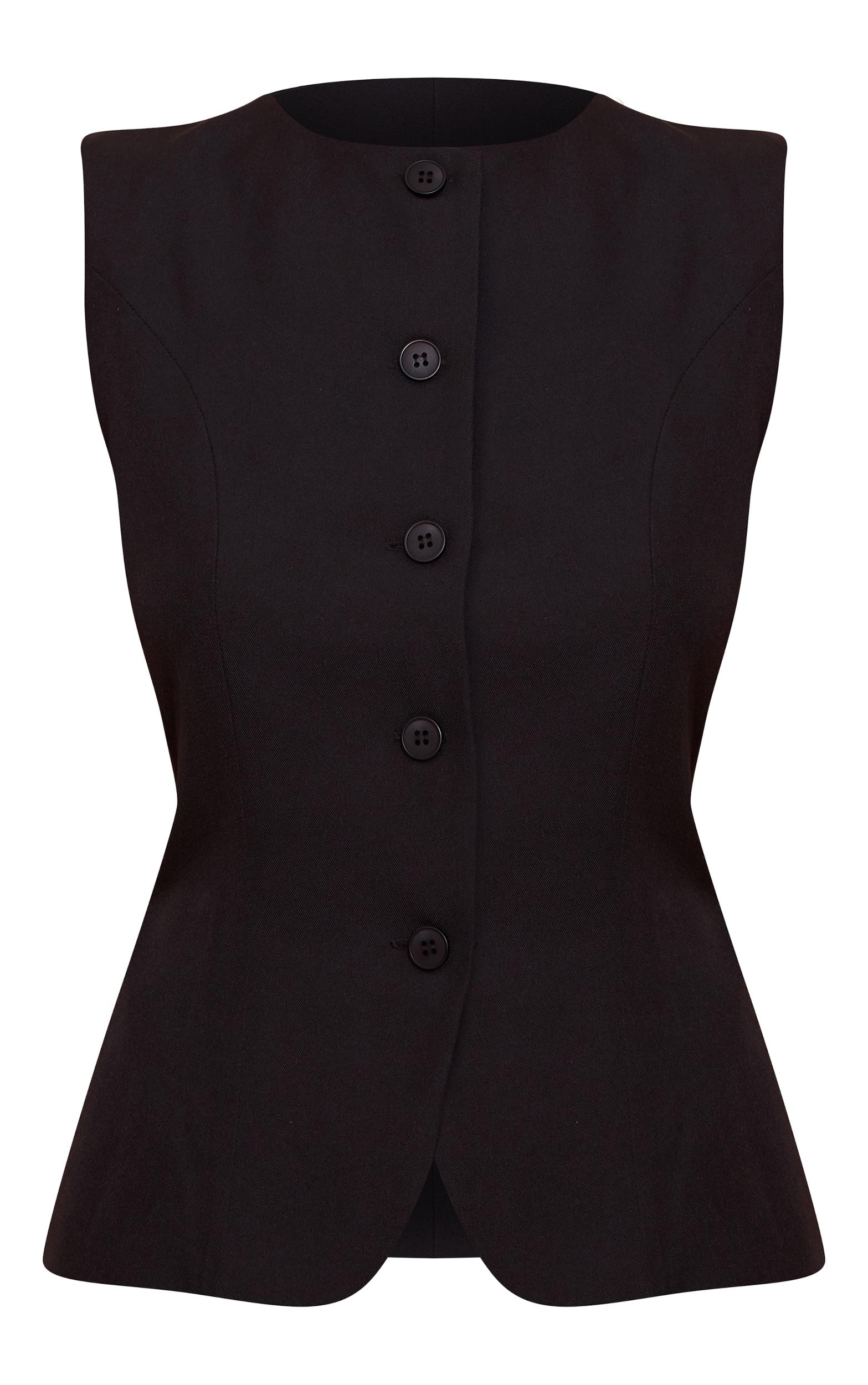 Black Woven Button Down Overlay Romper Product Image