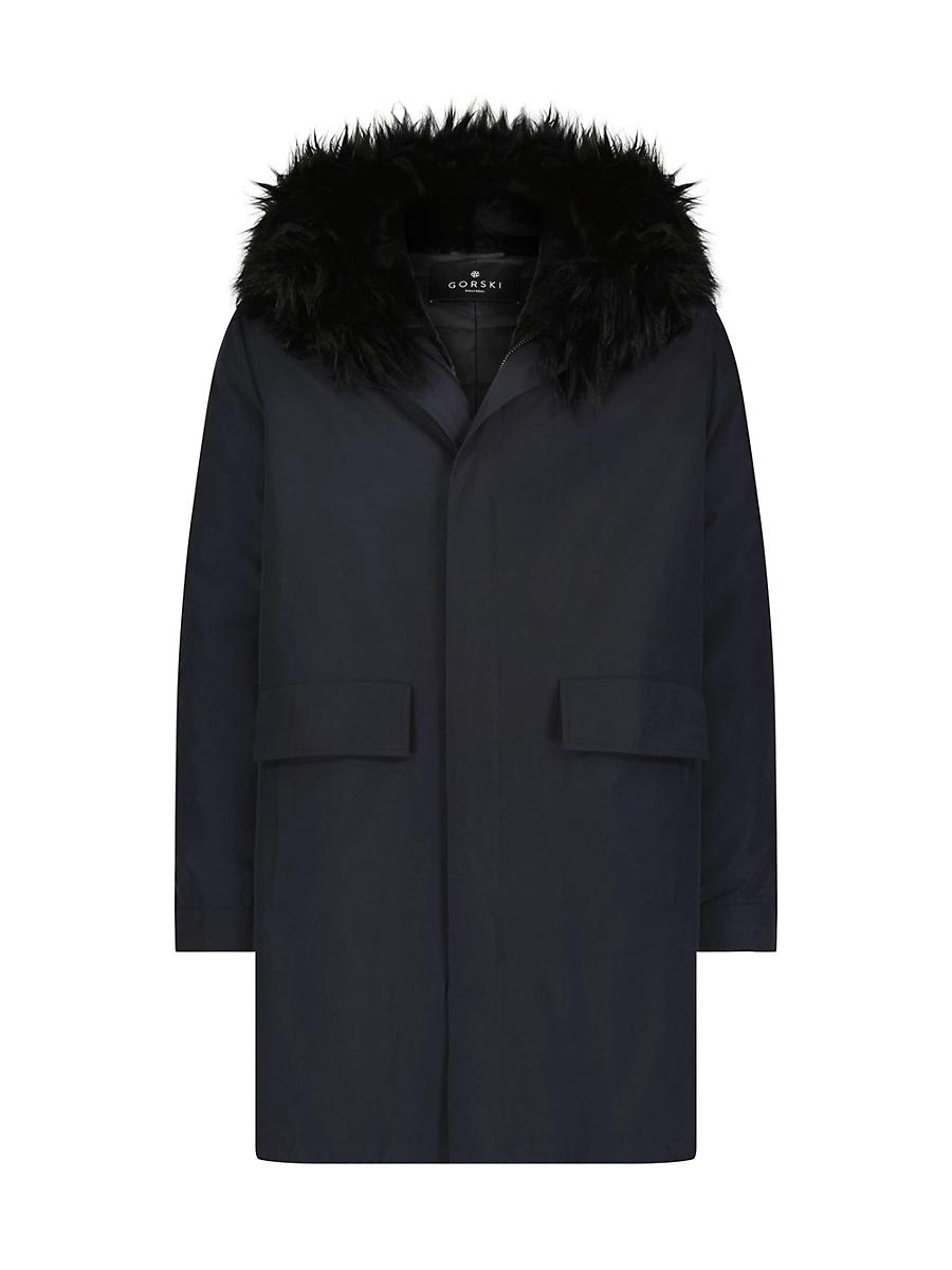 Mens Parka With Shearling Lamb Hood Trim Product Image