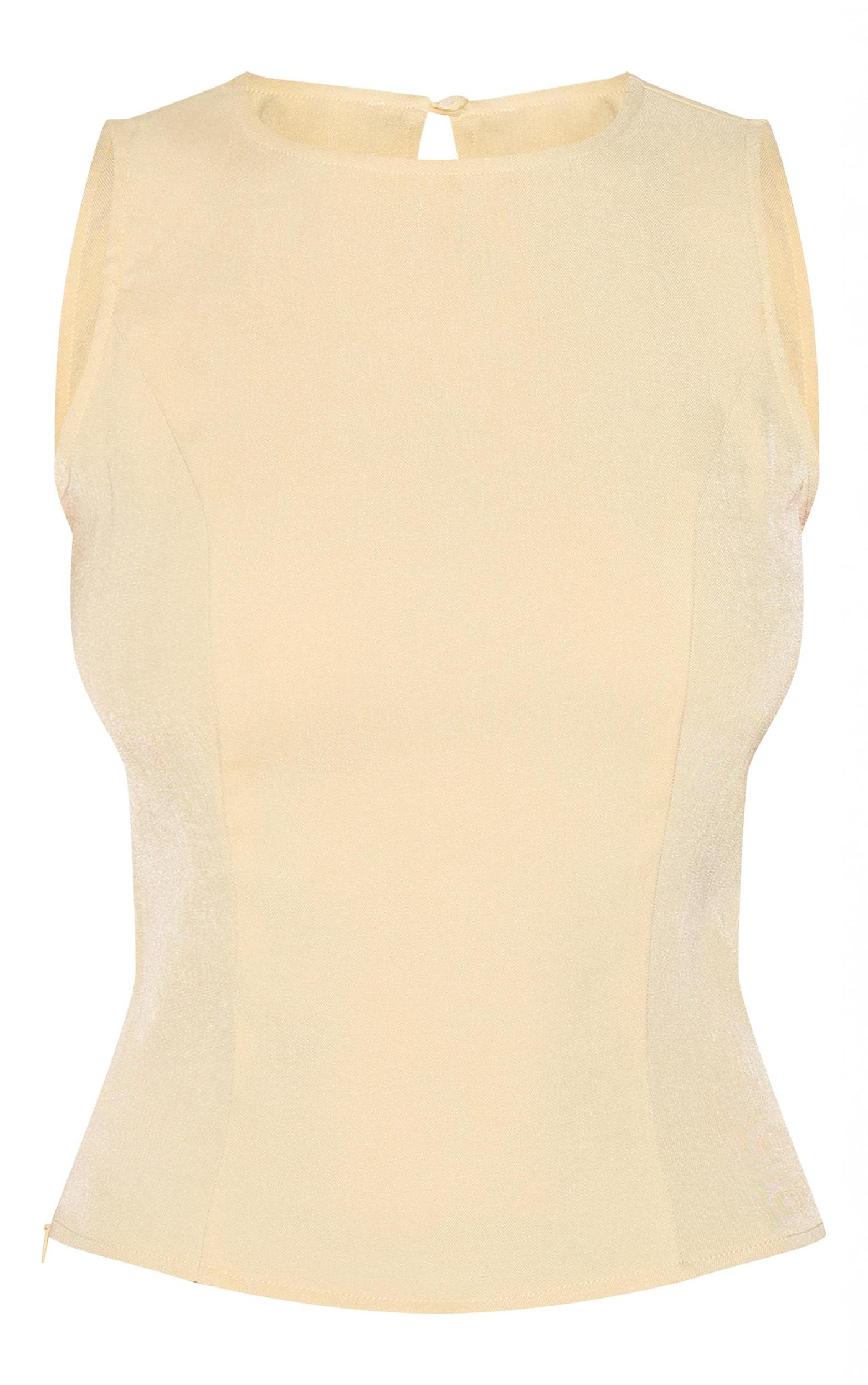 Cream Fitted Woven Long Top Product Image