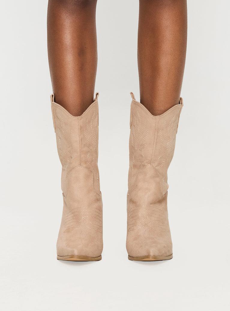 Jessie Cowboy Boots Beige Product Image