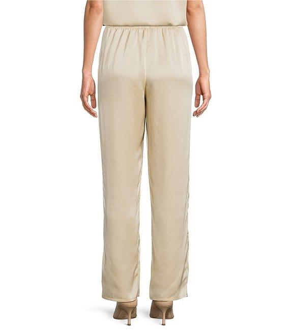 Caroline Rose Soft Satin Coordinating Straight-Leg Pull-On Pants Product Image