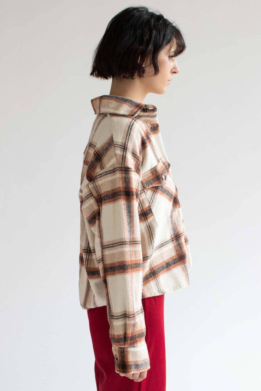 Oversized Rust Brushed Plaid Jacket Product Image
