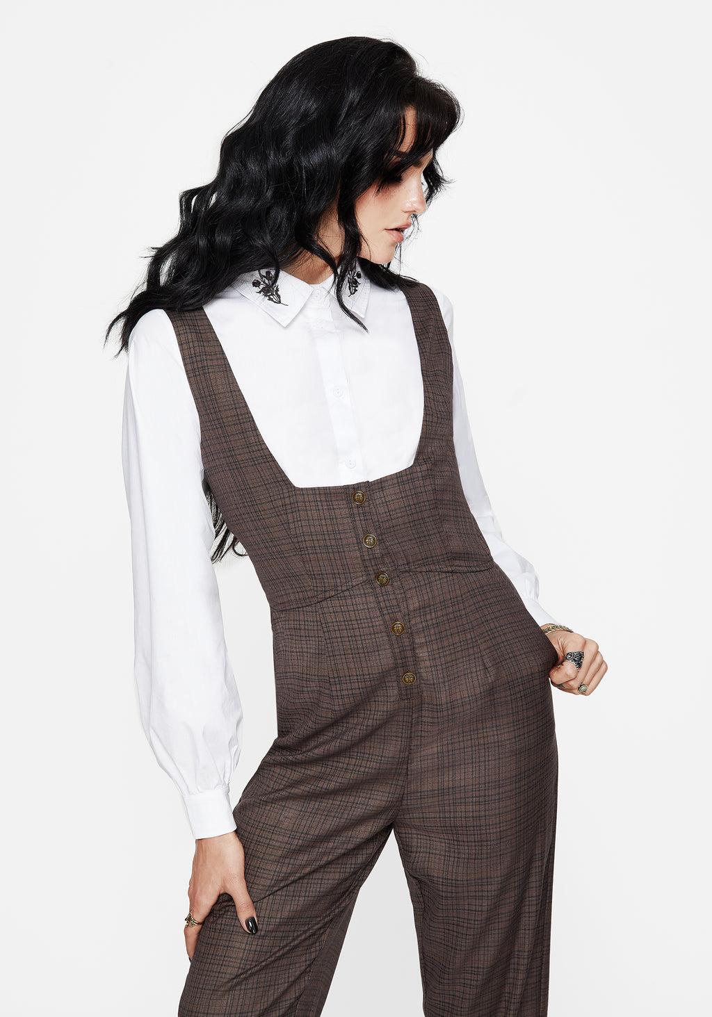 Lamya Check Tailored Straight Leg Suspender Trouser Product Image