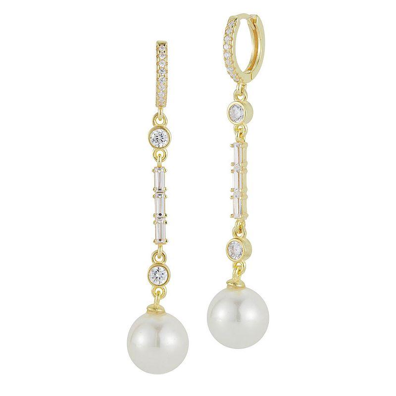Sunkissed Sterling Freshwater Cultured Pearl & Cubic Zirconia Drop Earrings, Women's, Gold Tone Product Image