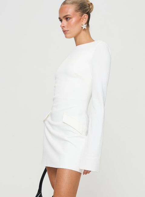 Carters Long Sleeve Mini Dress White Product Image