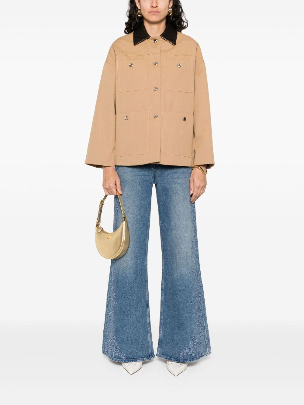 leather-collar cotton jacket Product Image