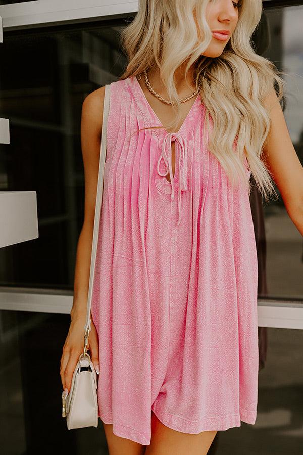 Midtown Chic Linen-Blend Romper in Pink Product Image