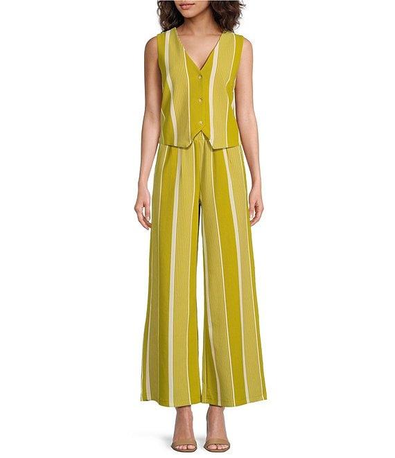 Skies Are Blue Coordinating Stripe Print High Waisted Wide Leg Pants Product Image