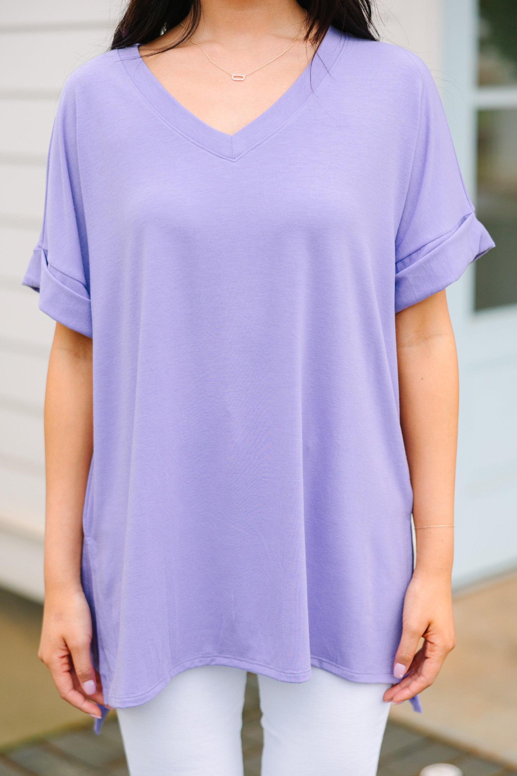 Make Your Life Easy Lavender Purple V-neck Top Female Product Image