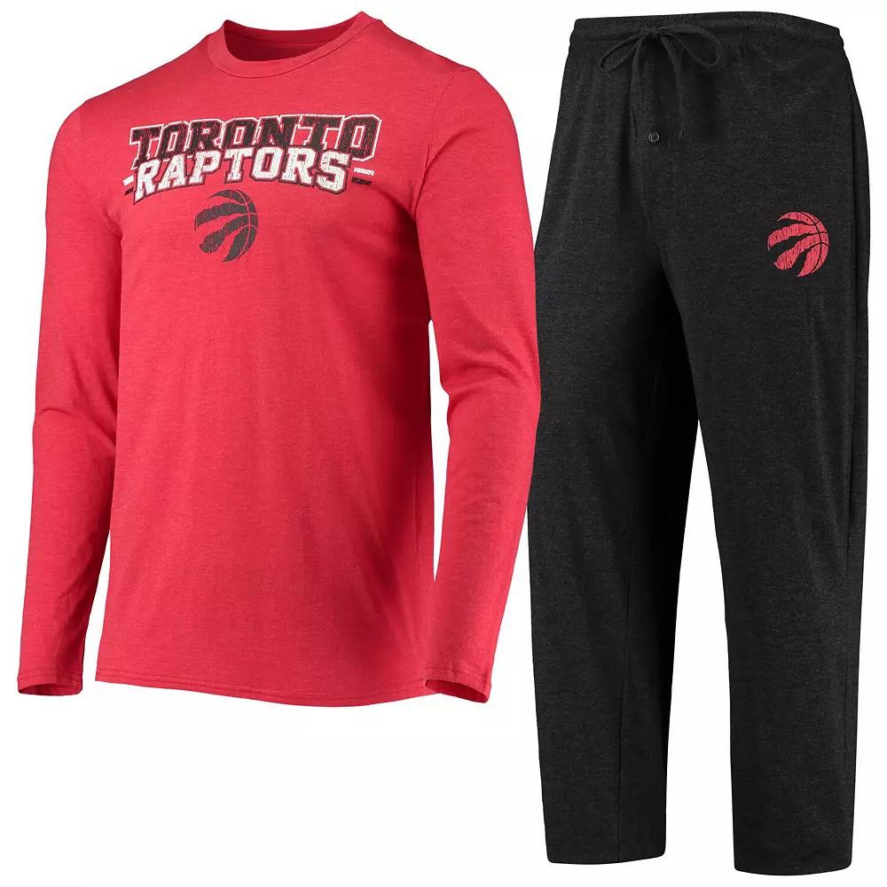 Men's Concepts Sport Black/Red Toronto Raptors Long Sleeve T-Shirt & Pants Sleep Set, Size: Small, Rpt Black Product Image