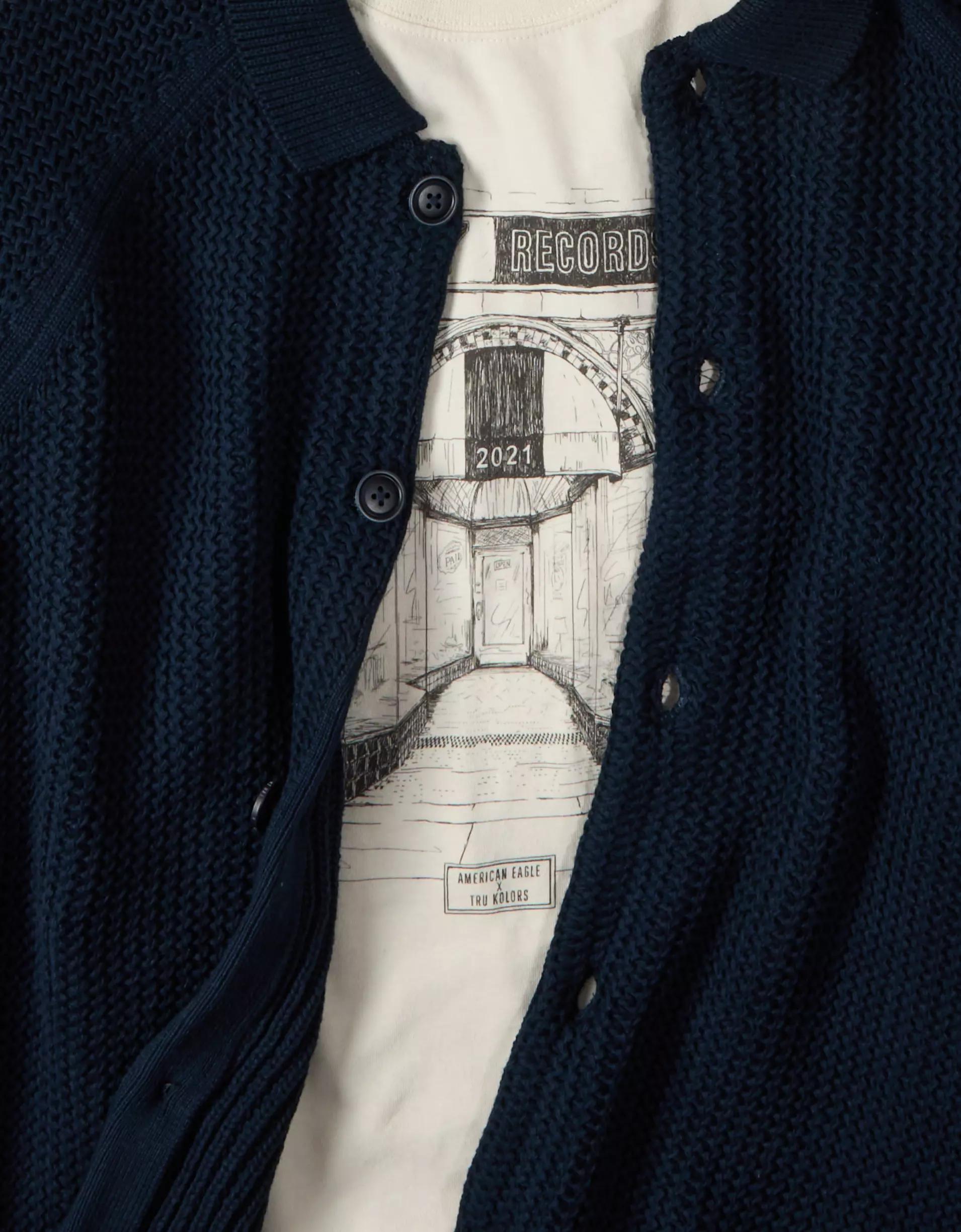 AE x Tru Kolors Cotton Button-Front Cardigan Product Image