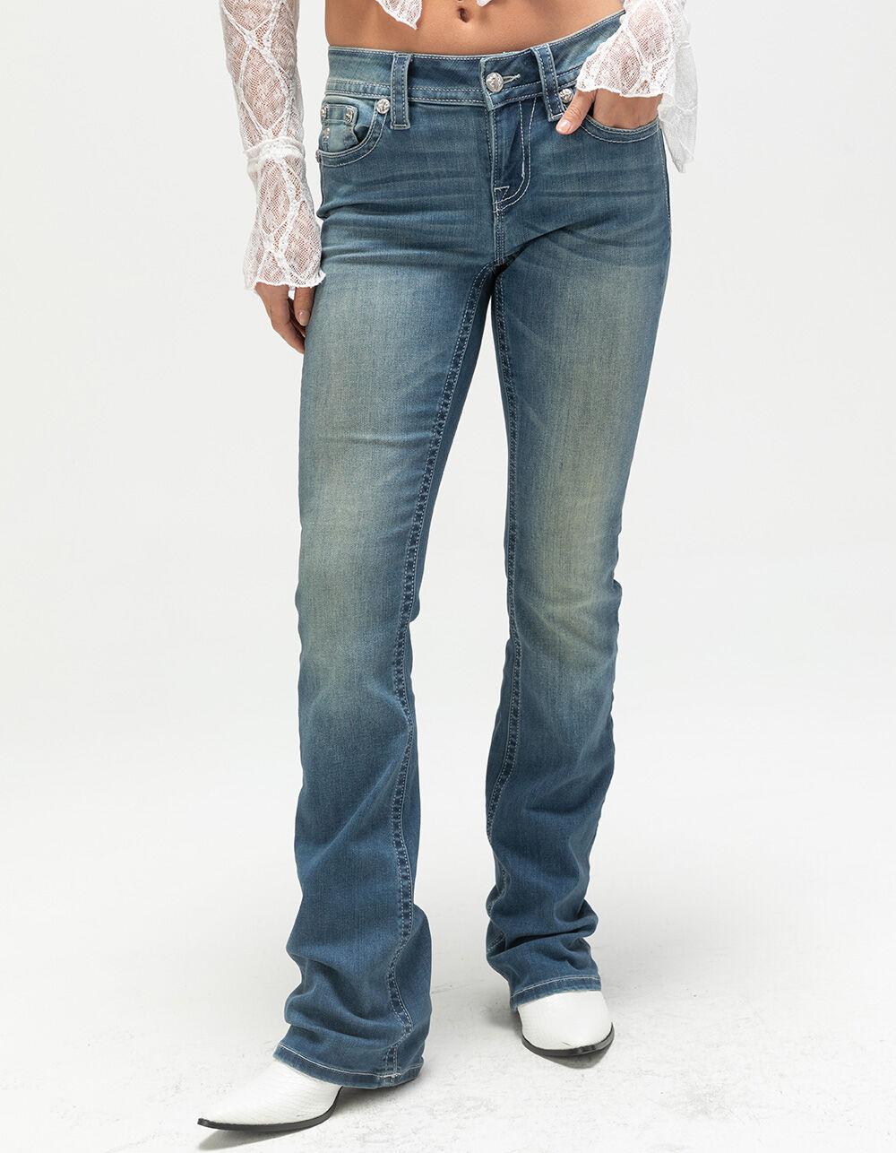 MISS ME x West Of Melrose Womens Low Rise Bootcut Jeans - MEDIUM WASH Product Image