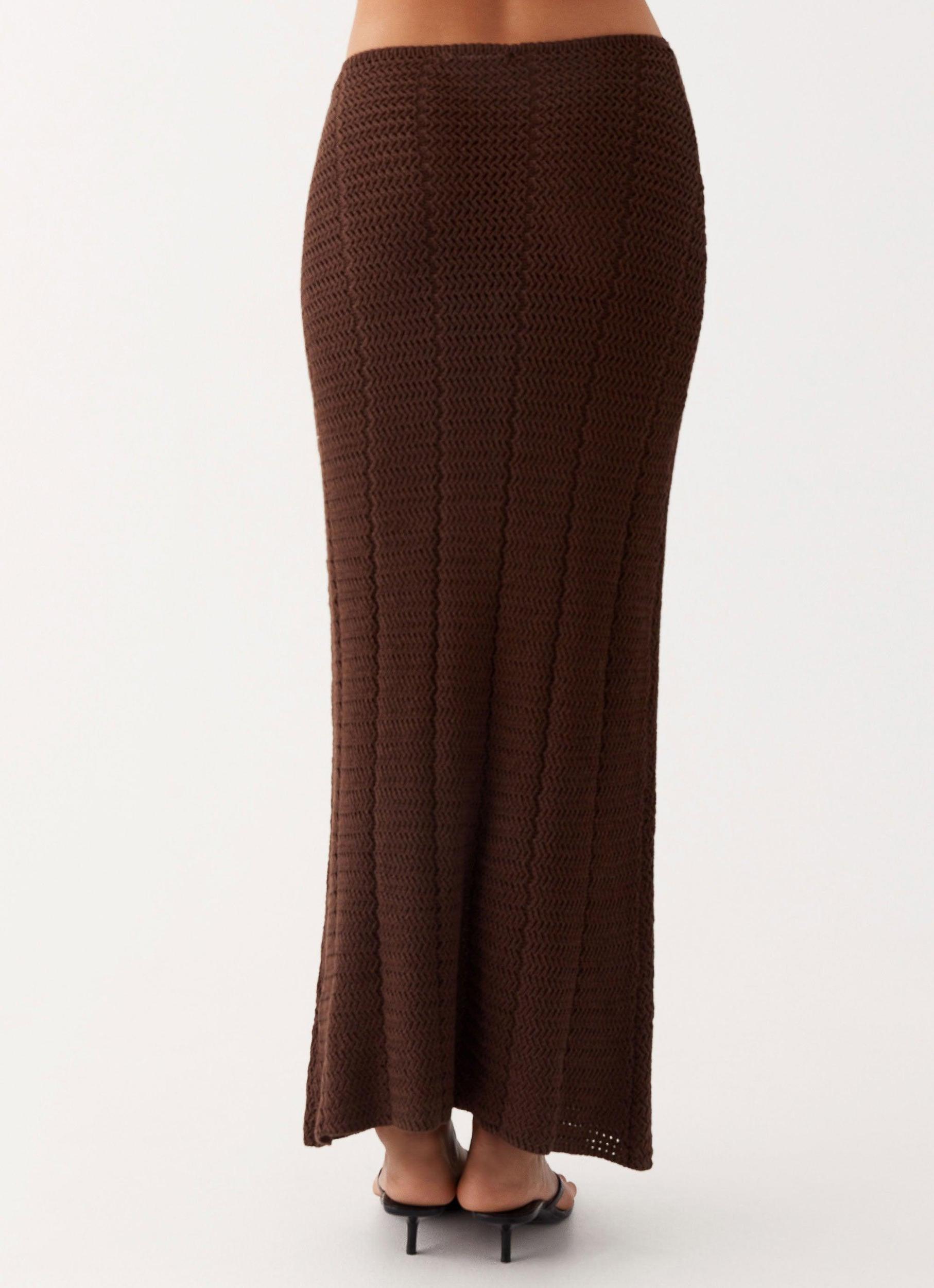 Kelcie Rose Crochet Maxi Skirt - Chocolate Product Image