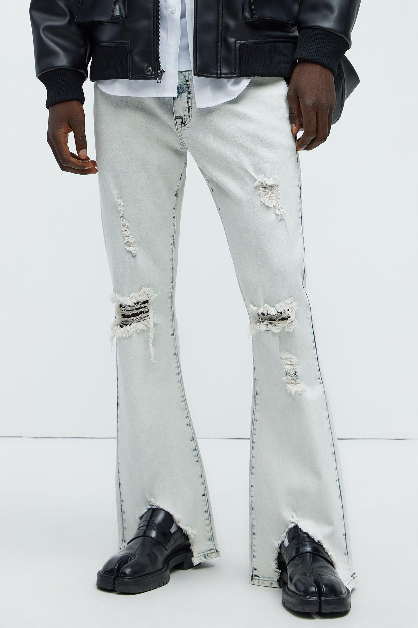 Slide Home Distressed Slim Stacked Flare Jeans - Light Wash Product Image