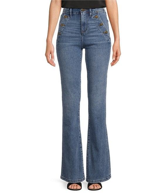 KARL LAGERFELD PARIS Flare Leg Stretch Denim Sailor Jeans Product Image