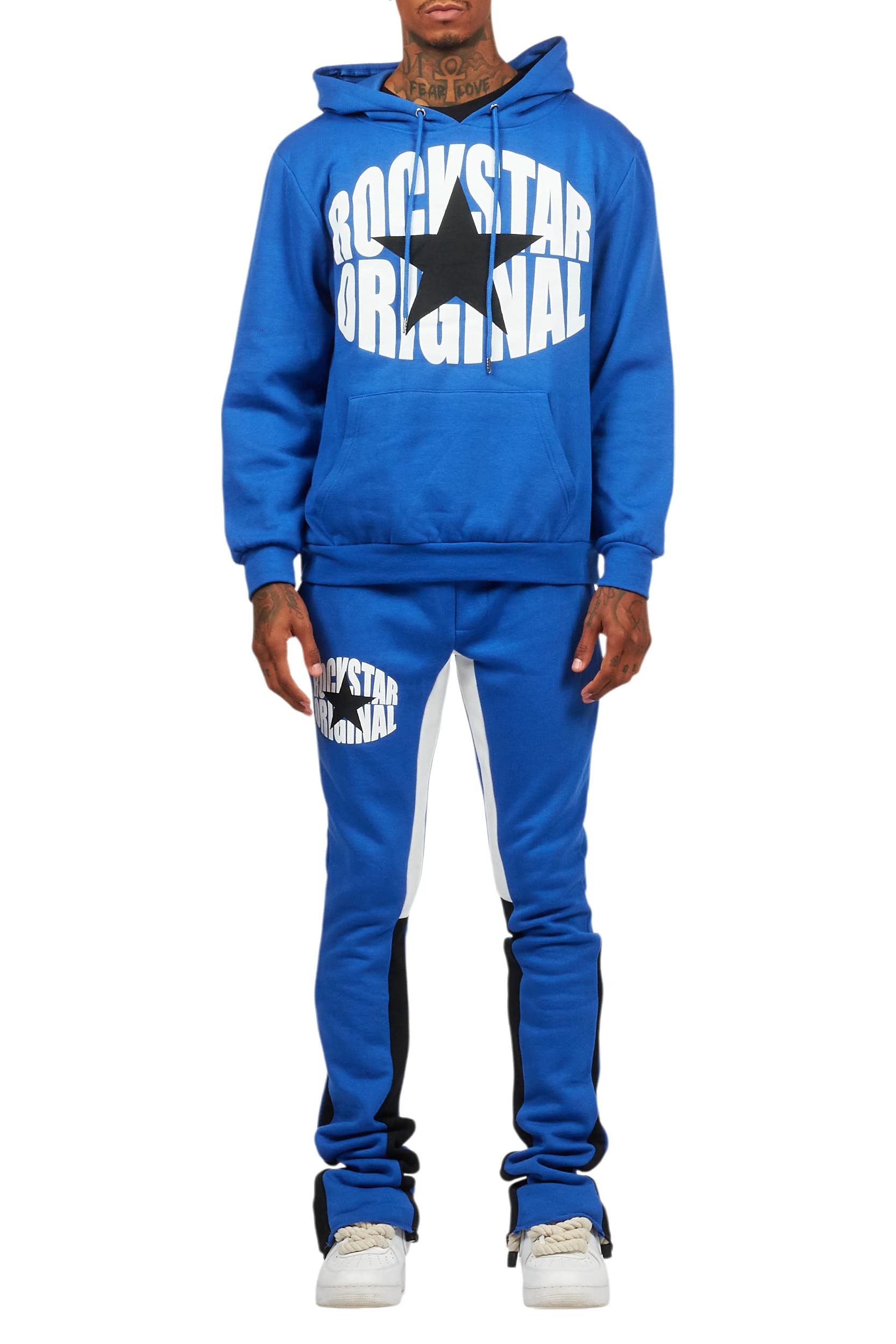 States Royal Blue Hoodie Stacked Flare Track Set Male Product Image