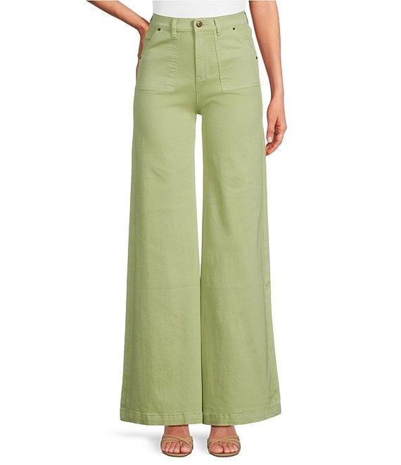 A Loves A High Rise Wide Leg Patch Pocket Utility Jeans Product Image