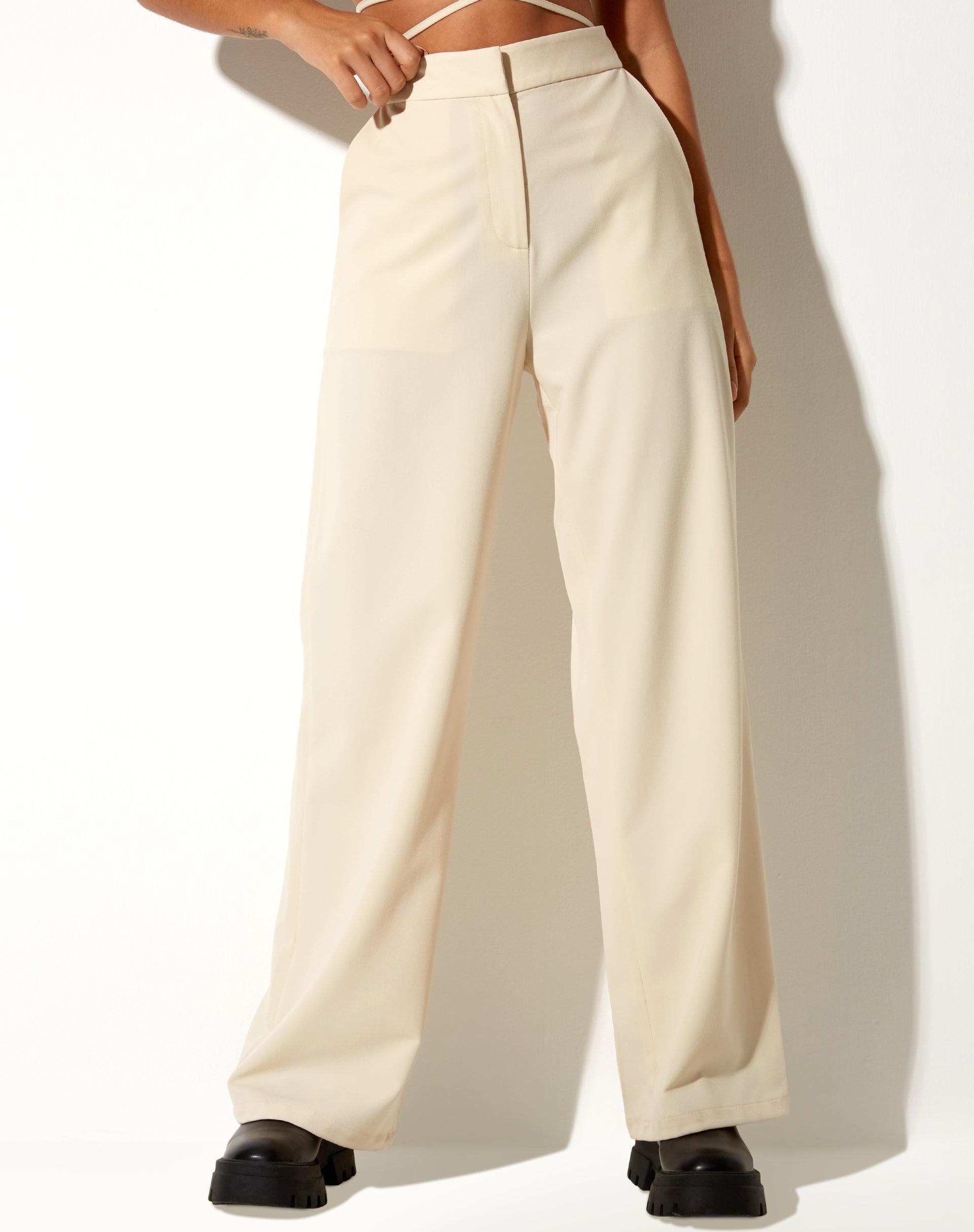 Abner Wide Leg Trouser in Tailoring Cream Product Image