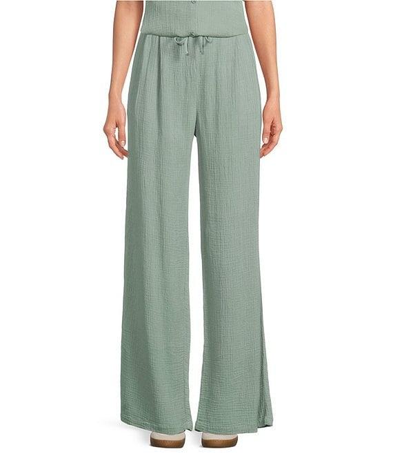 Cloth & Stone Woven Crinkle High Rise Wide Leg Pants Product Image