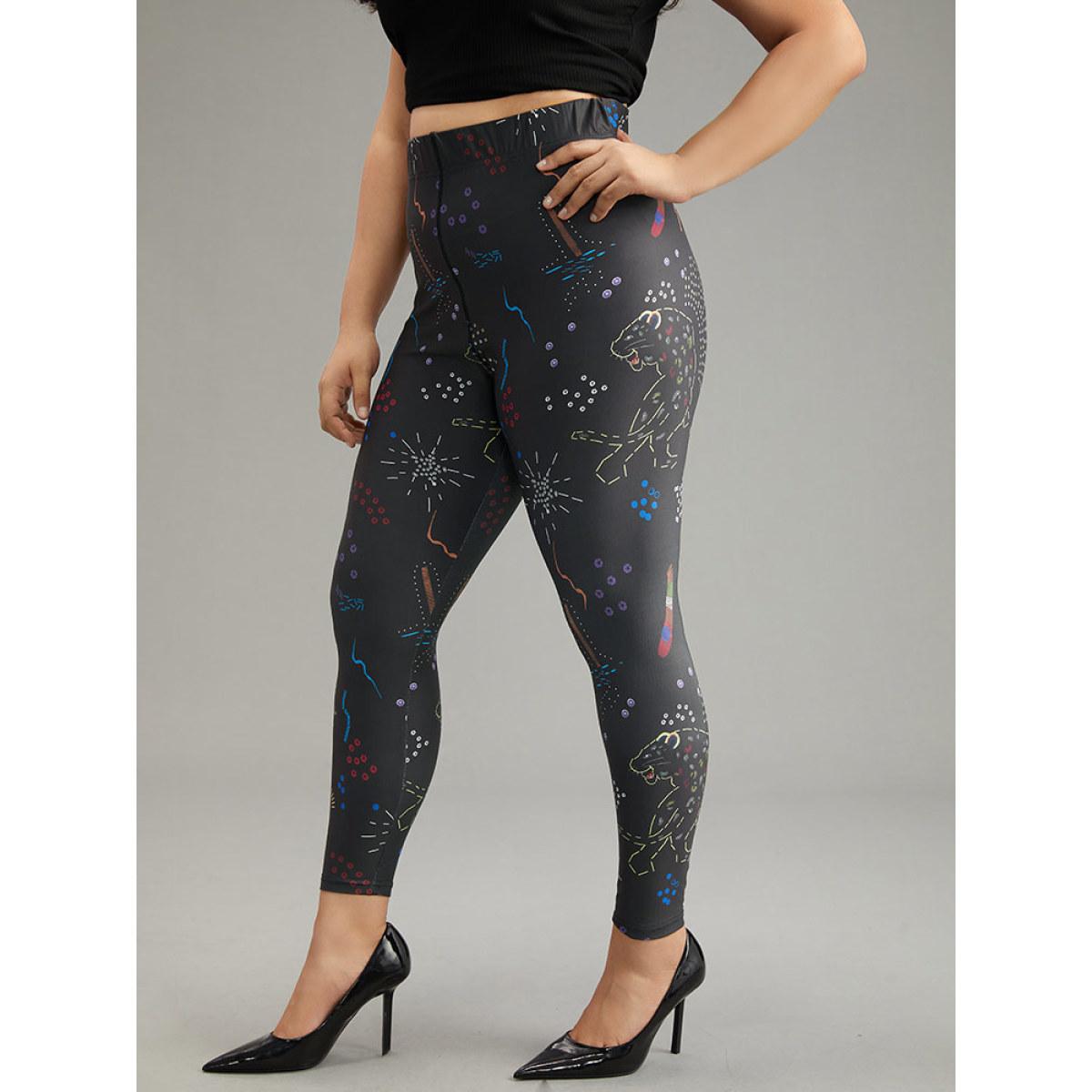 Plus Size Graphic Art & Design Skinny Leggings Women Black Casual High stretch Skinny High Rise Dailywear Leggings BloomChic 12/L Product Image