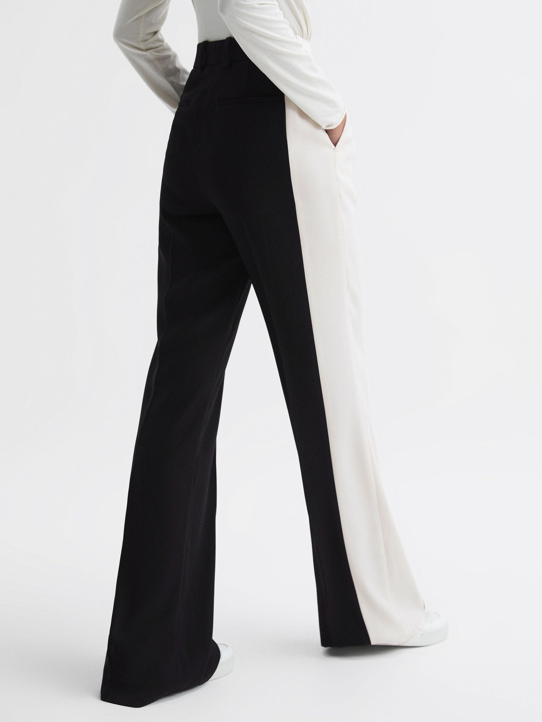 Contrast Side Wide Leg Trousers in Black Product Image