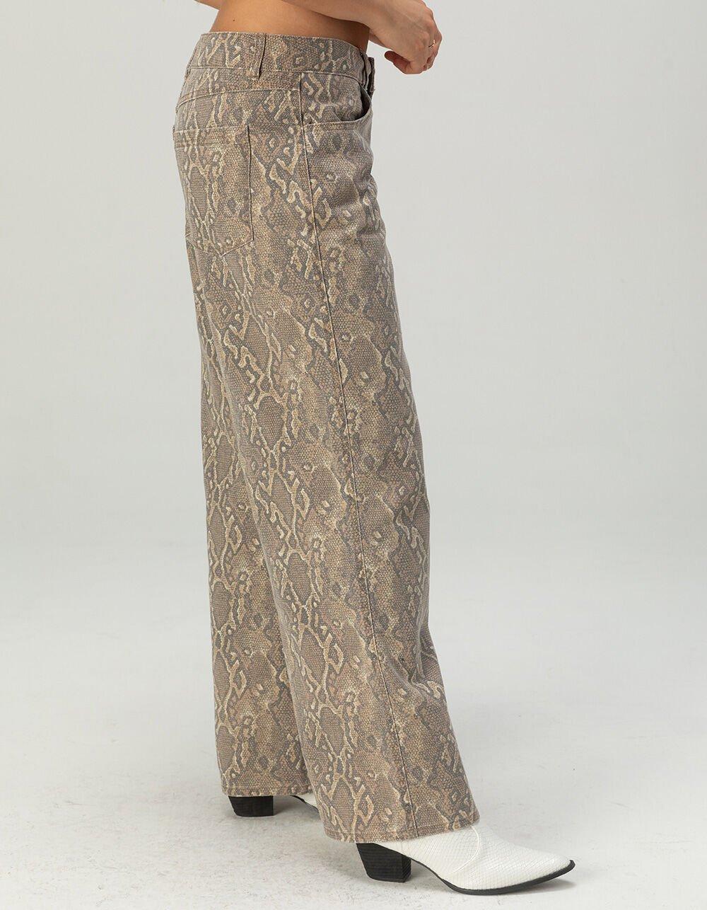 WEST OF MELROSE Snake Low Rise Womens Baggy Jeans - TAN Product Image