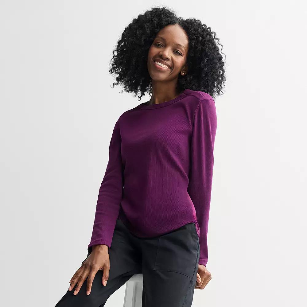 Women's Sonoma Goods For Life® Adaptive Rib Long Sleeve Crew Tee,  Product Image