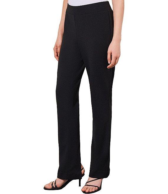 Ming Wang Deco Stretch Crepe Back Slit Hem Pull-On Pants Product Image