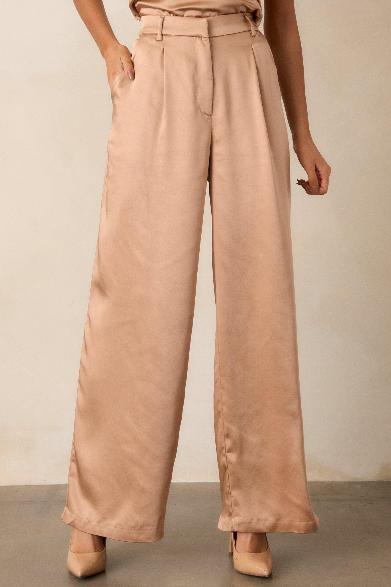 Changed My Mind Light Copper Satin Trousers Product Image