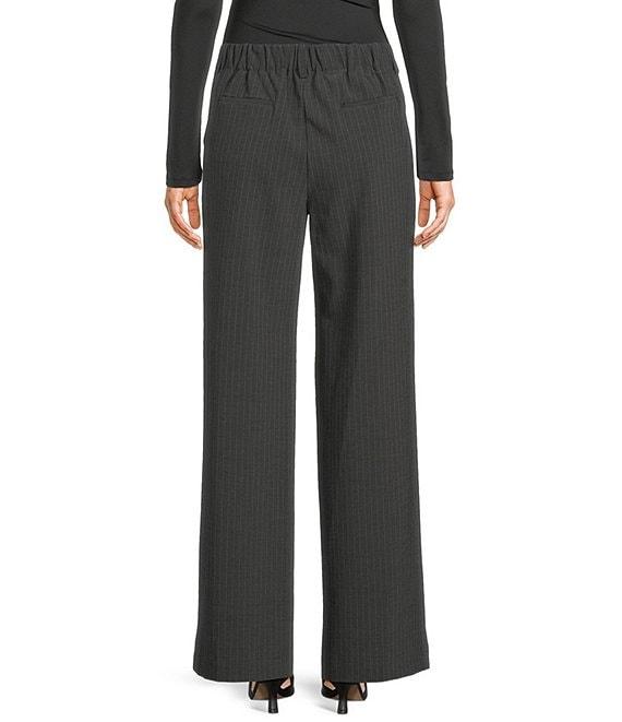 NIA Thalia Micro Pin Stripe Straight Leg Pull-On Drawstring Pants Product Image