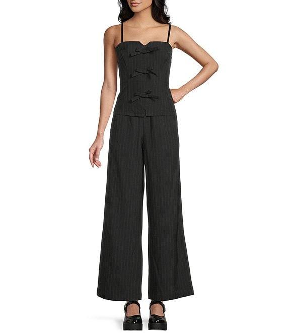 Evolutionary Pinstripe Sleeveless Bow Front Top Product Image