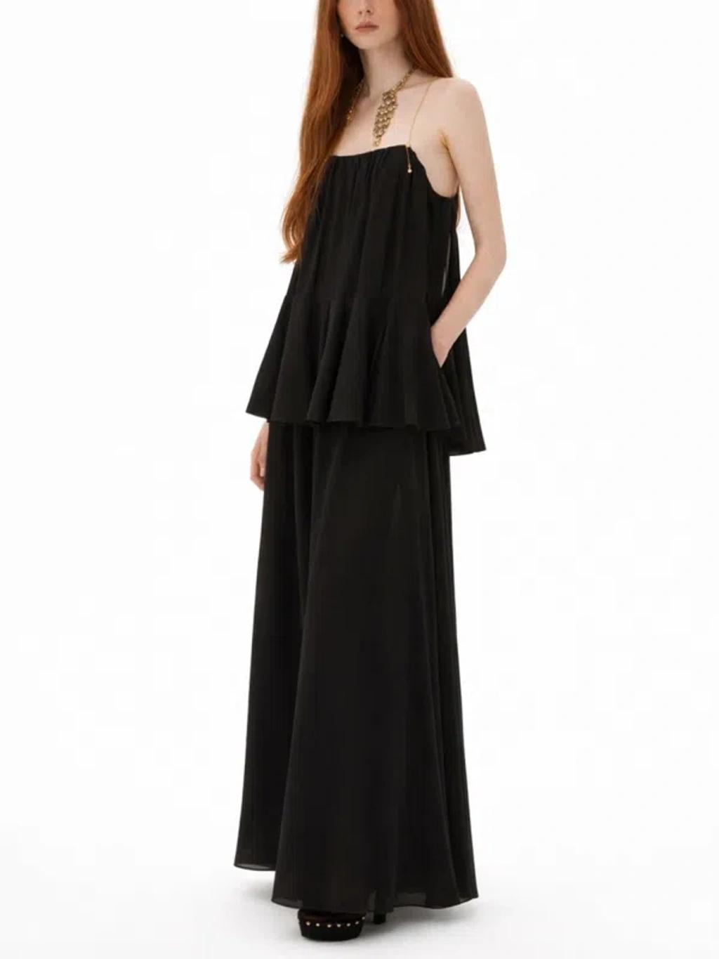 CHLOÉ Open-back Embellished Tiered Silk-georgette Maxi Dress In Black Product Image