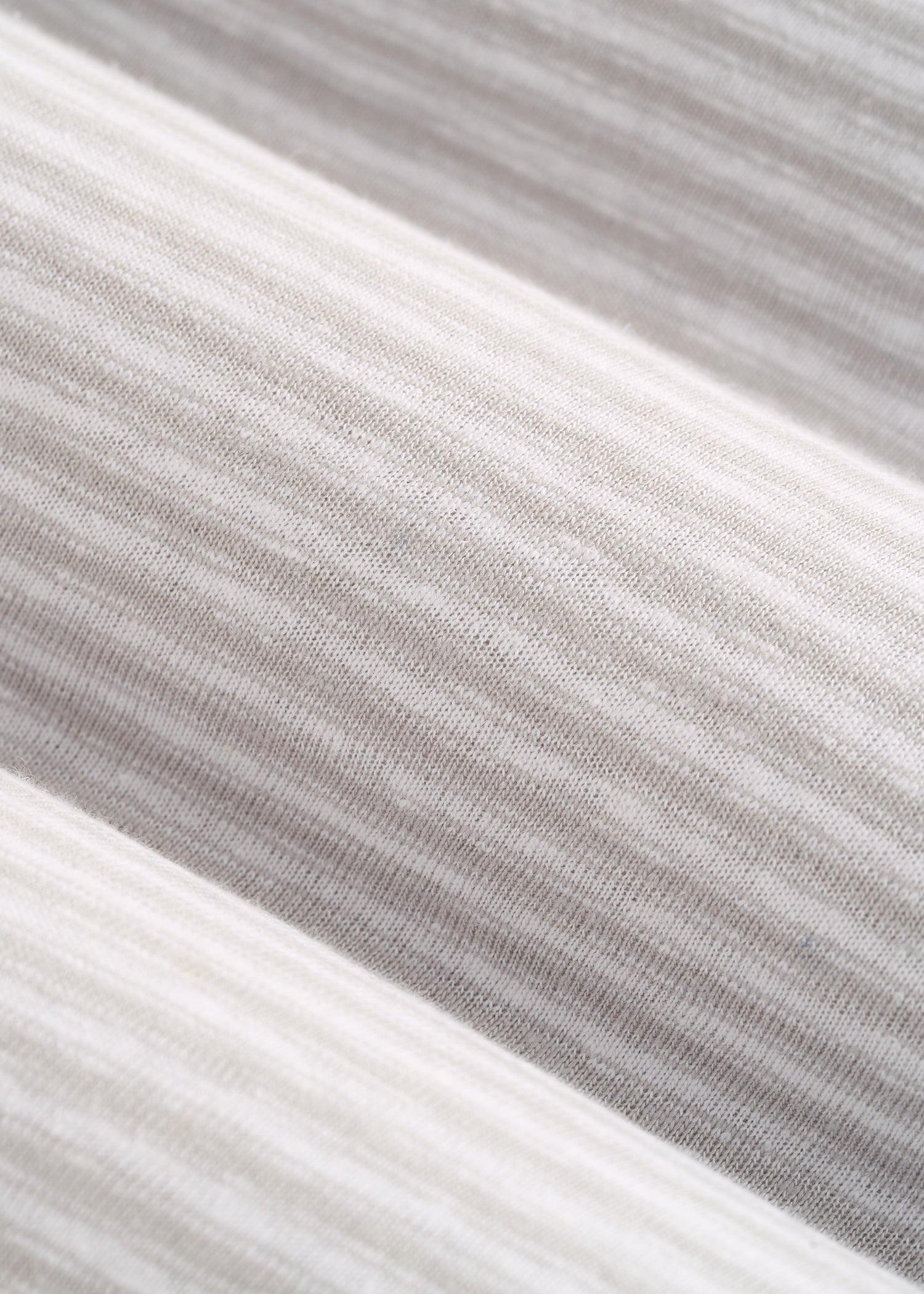 Linen Crewneck T-Shirt for Tall Men in Grey and White Mini Stripe Male Product Image