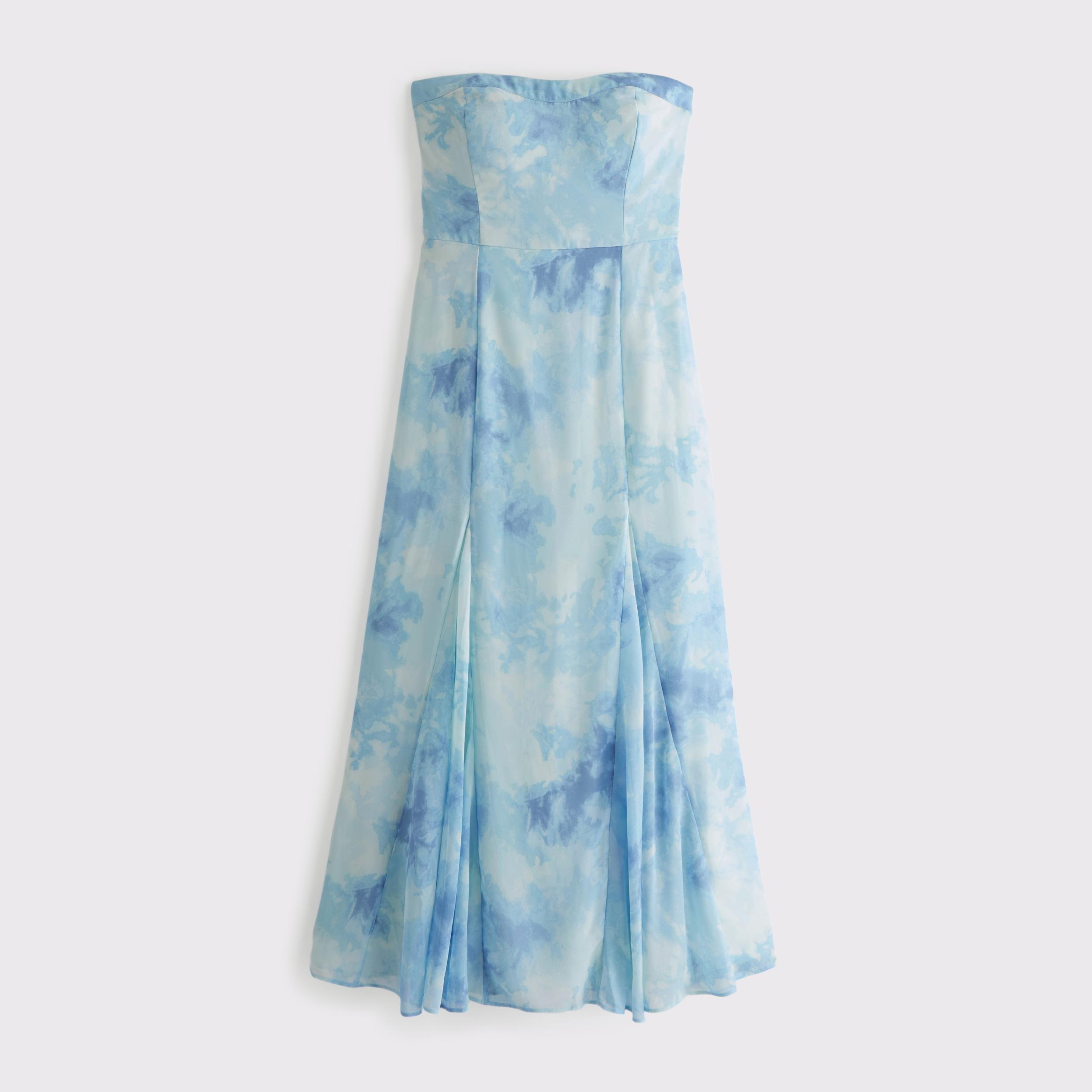 The A&F Camille Strapless Godet Midi Dress Product Image