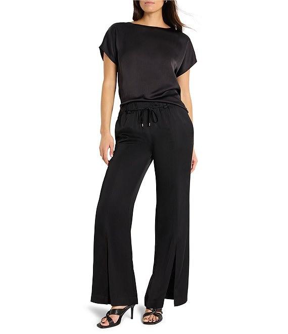 NIC + ZOE Woven Day Gloss Boat Neck Short Dolman Sleeve Top Product Image