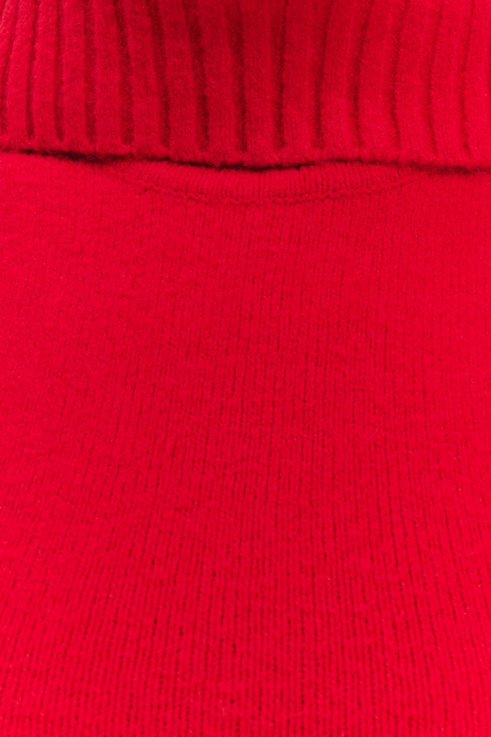Elise Roll Neck Knit Top - Red Product Image