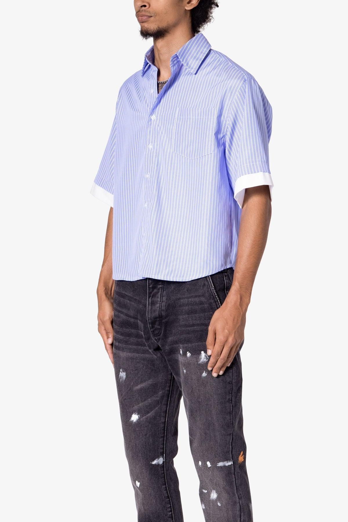 Dual Layered Striped Shirt - Blue Product Image