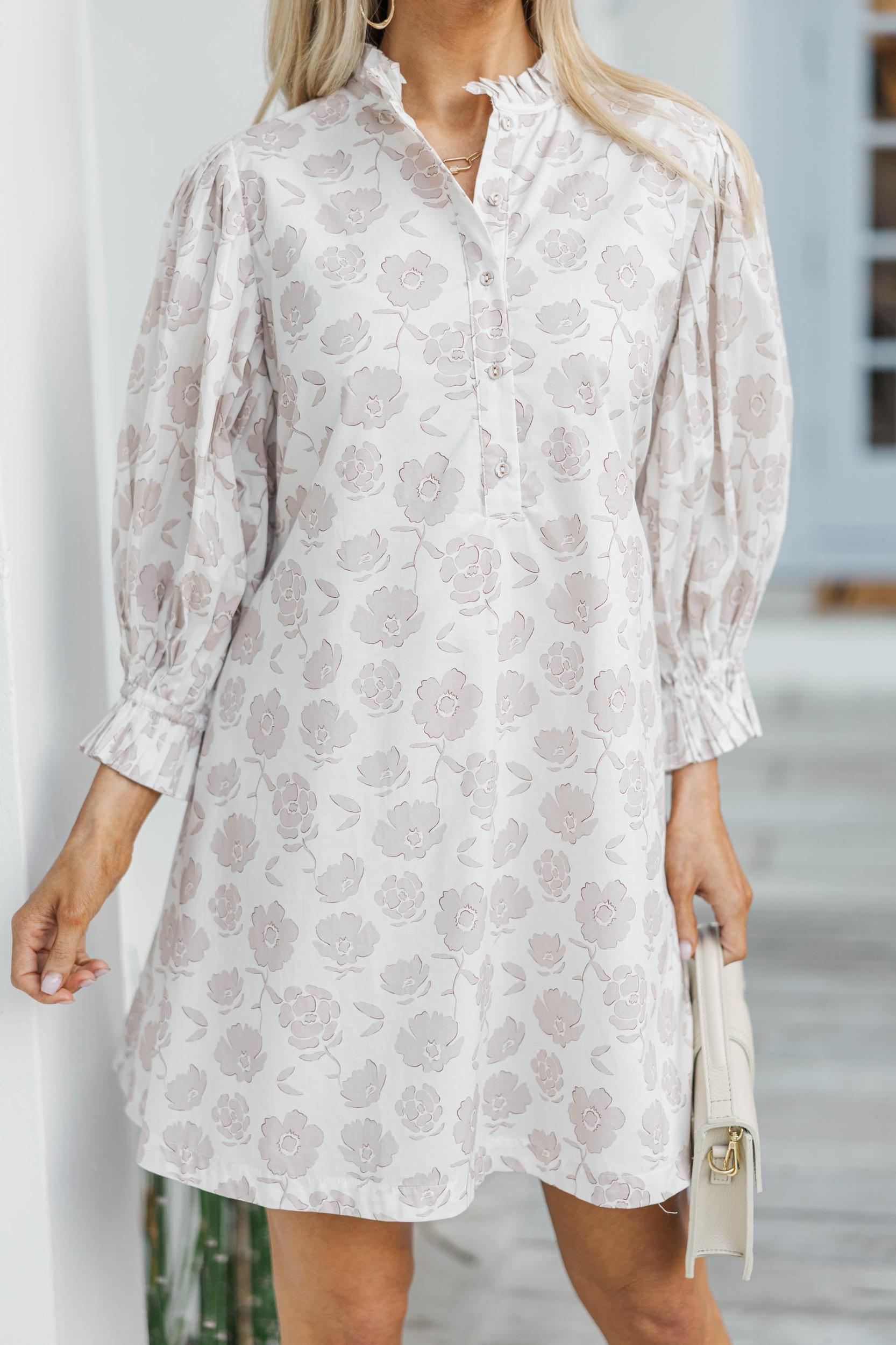 Under The Stars Off White Floral Tie Back Dress Female Product Image