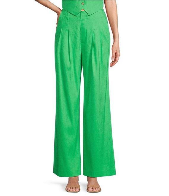 Antonio Melani Melinda Linen Blend Pleated Straight Leg Pants Product Image