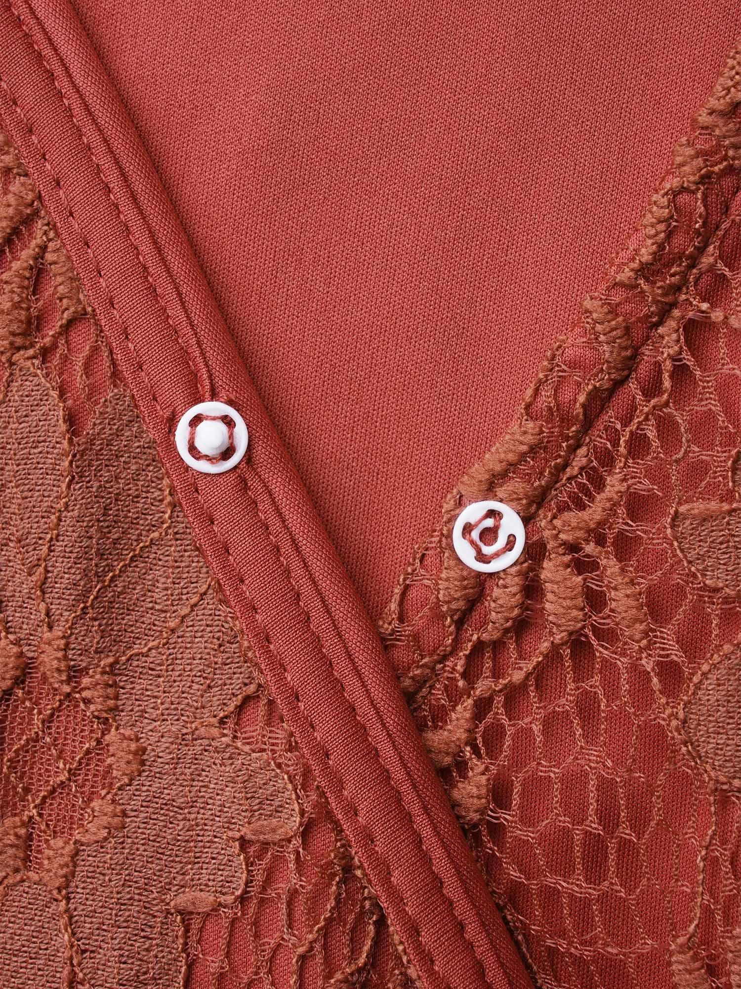 Crochet Lace Mesh Bell Sleeve Blouse Female Product Image