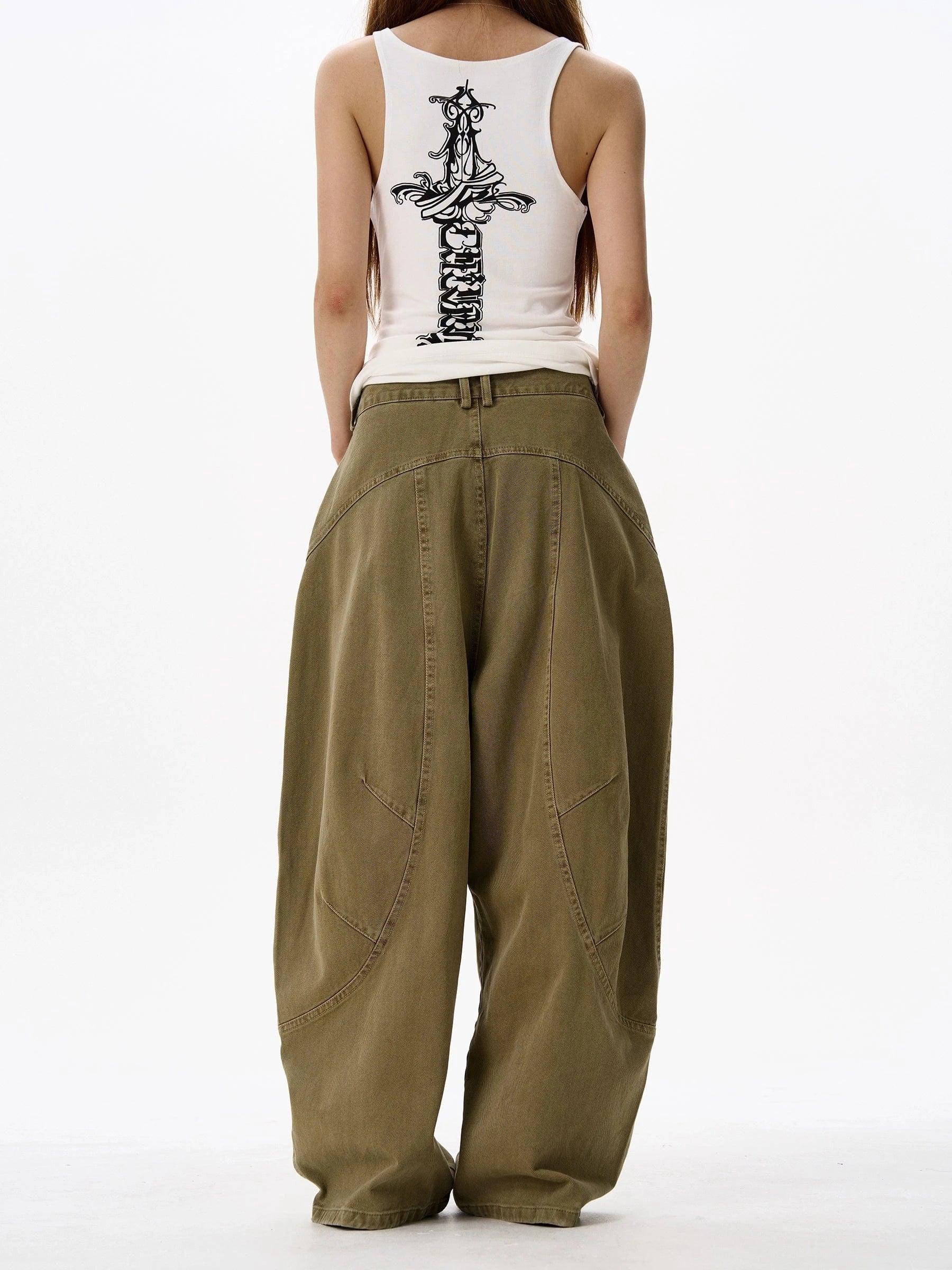 RT No. 18141 RECONSTRUCTED WIDE STRAIGHT PANTS Unisex Product Image