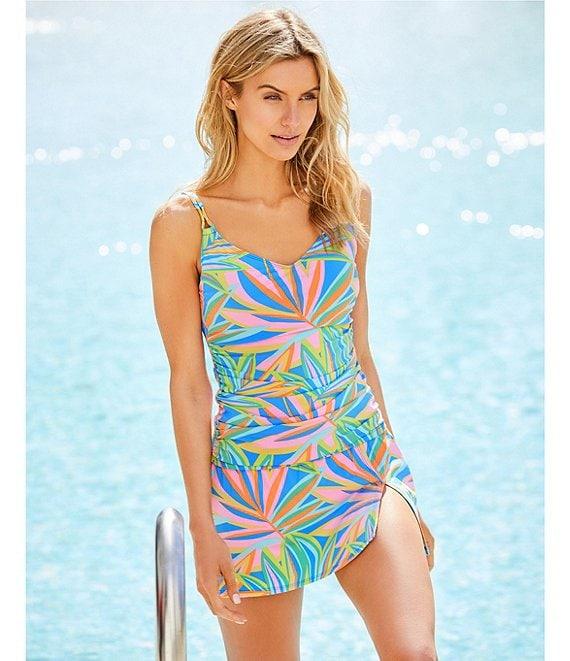 Bleu Rod Beattie On The Bright Side Scoop Neck Shirred Tankini Swim Top Product Image