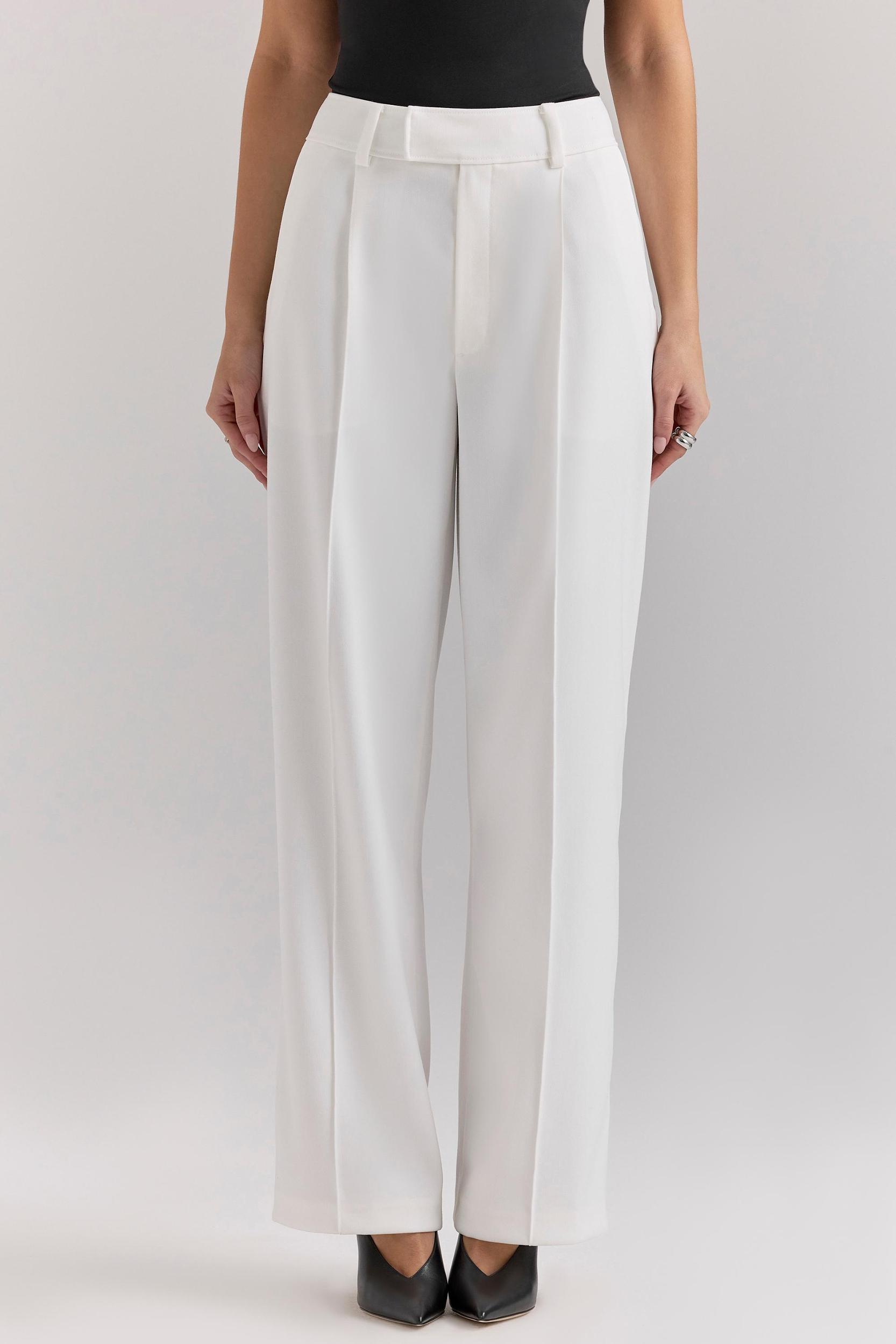 Hayden  white wide leg high waist tailored trousers Product Image