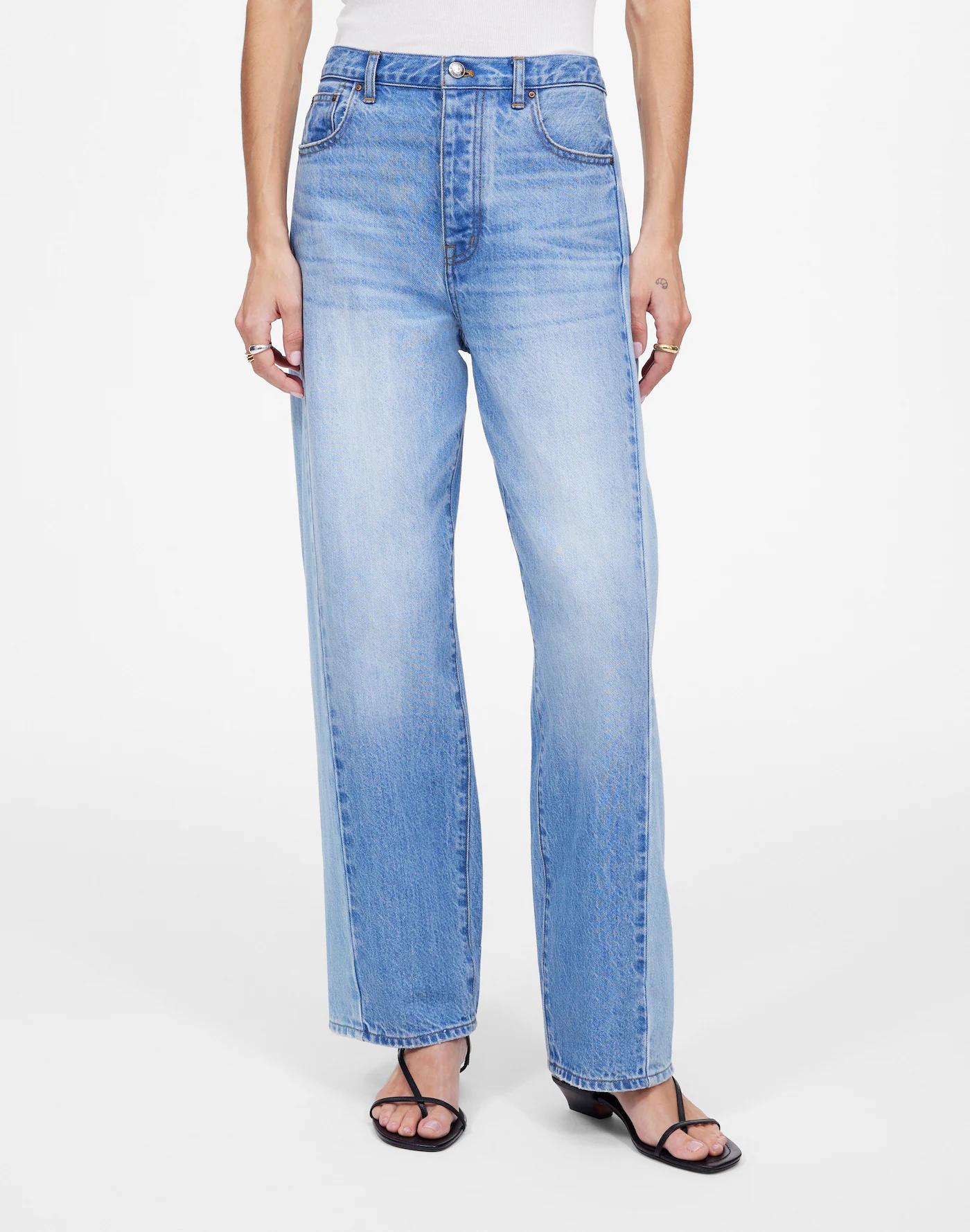 Pieced Barrel-Leg Jeans Product Image