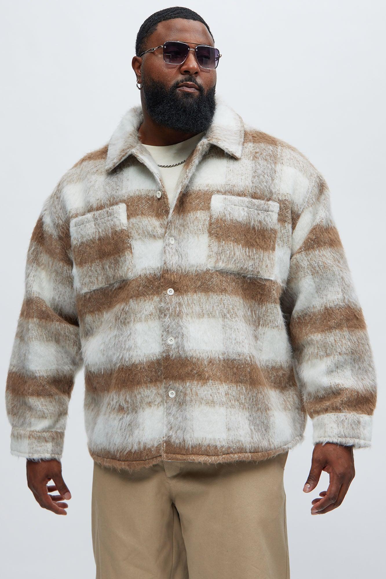Move Up Plaid Shacket - Tan Male Product Image