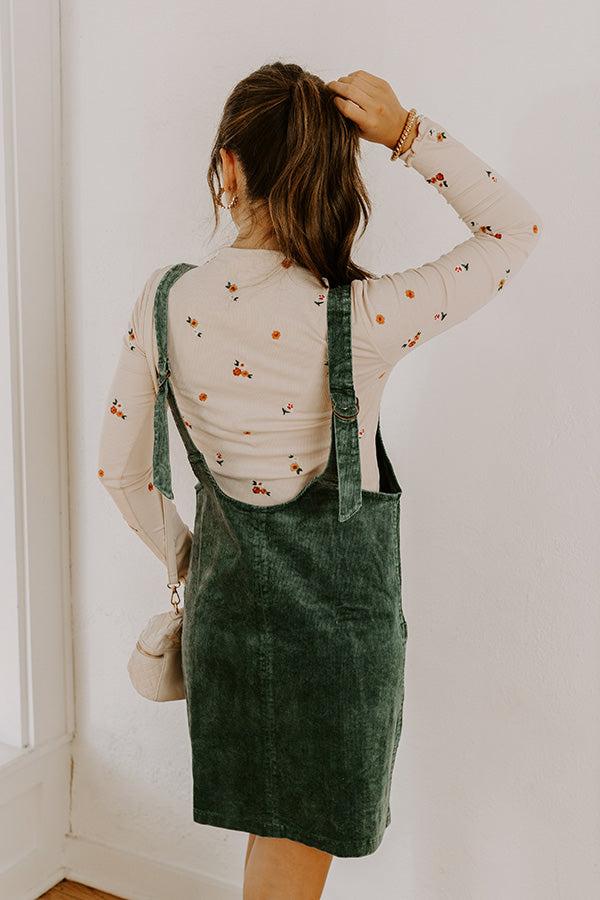 Uptown Manhattan Corduroy Mini Dress in Hunter Green Product Image