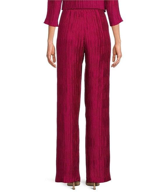 Caroline Rose Plisse Crinkled Pleat Straight-Leg Coordinating Pull-On Pants Product Image