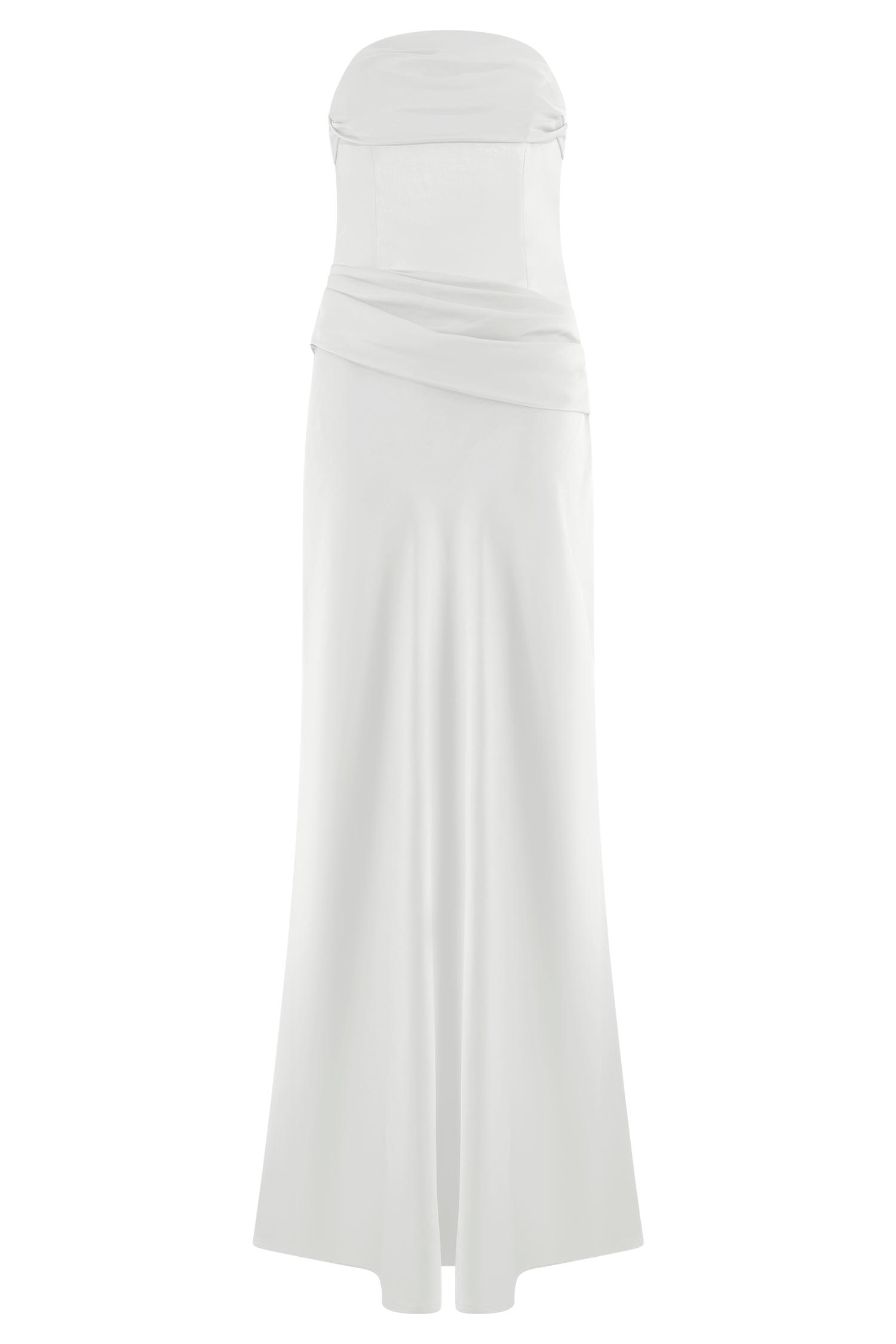 Jasmine Strapless Satin Maxi Dress - White Product Image