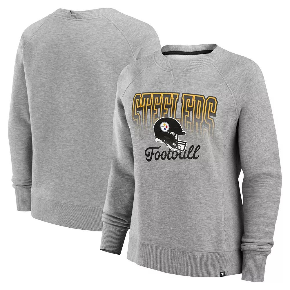 Women's Fanatics Heather Gray Pittsburgh Steelers Hit Hard Fleece Pullover Sweatshirt, Size: 2XL, Grey Product Image