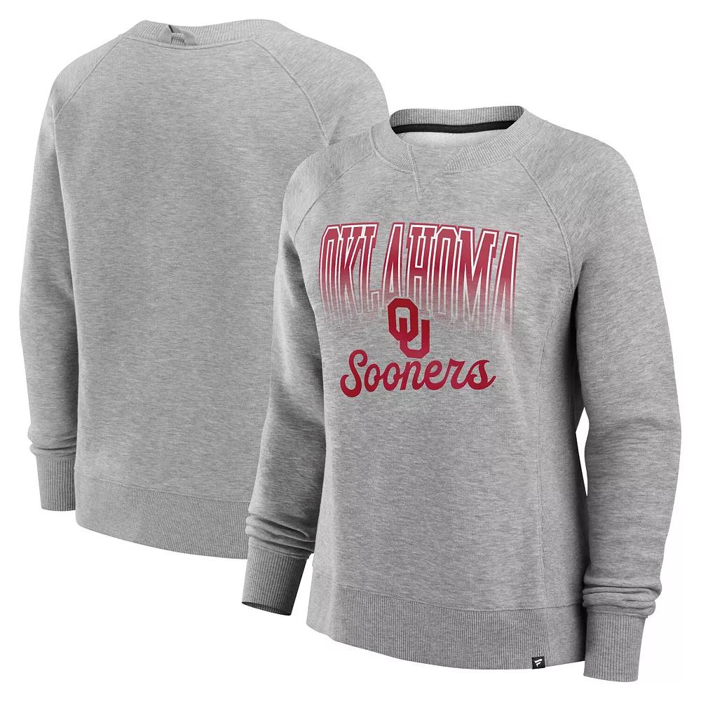 Women's Fanatics Heather Gray Oklahoma Sooners Training Camp Hit Hard Fleece Pullover Sweatshirt,  Product Image